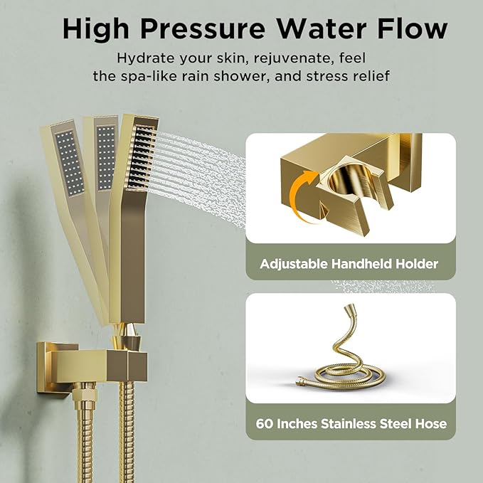 Shower Systems with 4 Body Spray Jets, STARBATH 4 Way 12+6" Rainfall Shower - Image 4