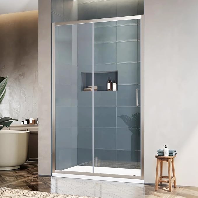 Bathroom Shower Glass Door 45.4"-47" W×76" H, Single Sliding Shower Door by SHOWERBATHTUBDOORSDEVELOPER