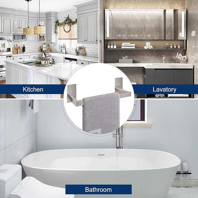 NearMoon Self Adhesive Bathroom Towel Bar, Stainless Steel Square Bath Wall - Image 6