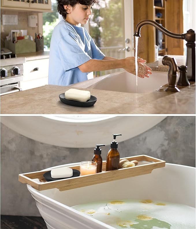 Luxspire Soap Dish 2 Packs, Resin Soap Tray Soap Holder Container Box, Marble - Image 5