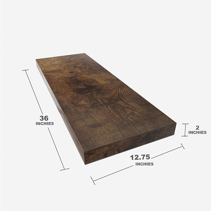 Floating Shelf, 36 in W x 12.75 in D x 2 in H Wooden Floating Wall Shelf - Image 3