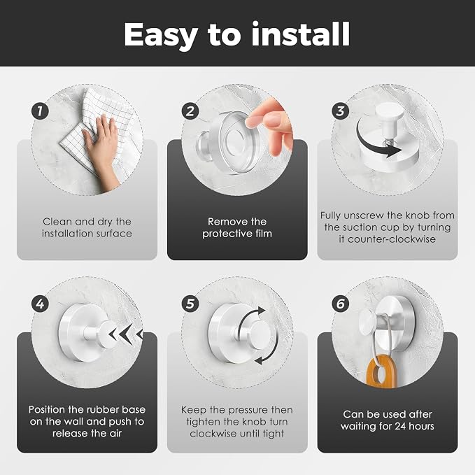 Shower Hooks for Inside Shower, Suction Cup Hooks for Glass Window, Removable - Image 7