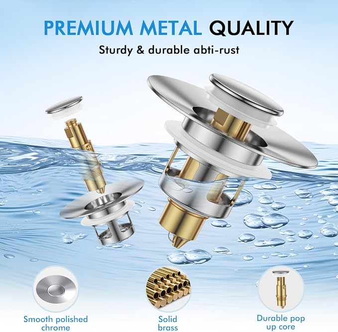 Bathroom Sink Stopper, JOMST Bath Universa Sink Drain Strainer 10, 000 Pop-up - Image 6