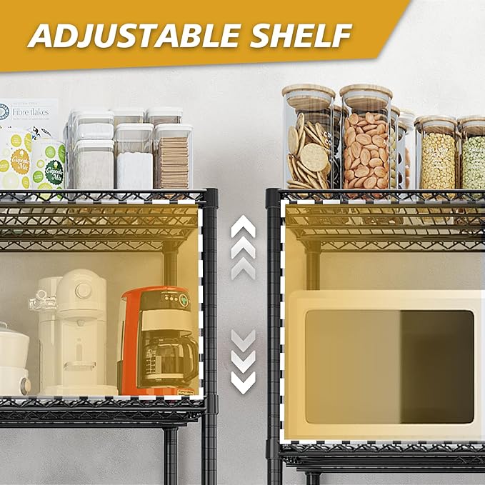 3 Tier Storage Racks Shelving, Heavy Steel Pantry Shelves, Adjustable Wire - Image 4