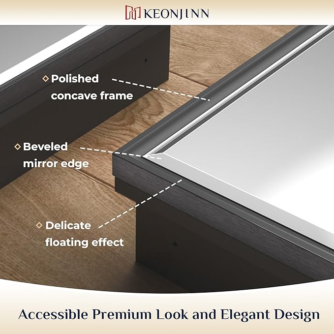 Keonjinn 40” x 30” Black Bathroom Medicine Cabinets - Image 4