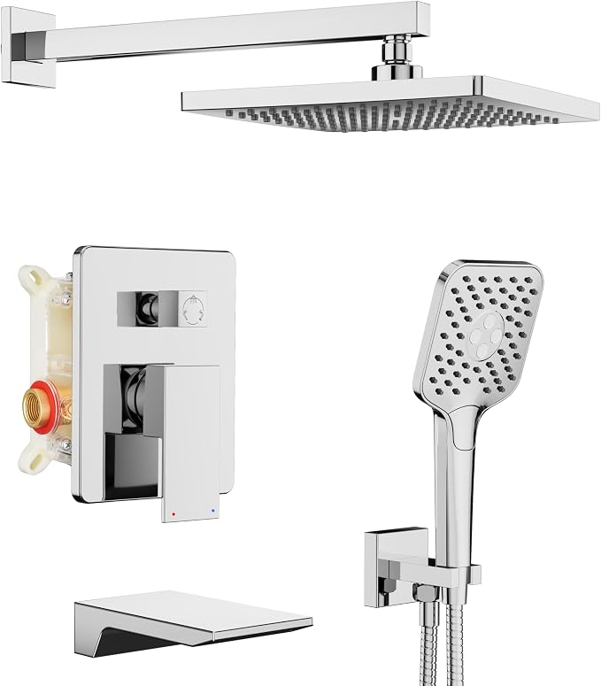Gabrylly Shower System with Tub Spout, Wall Mounted Tub Shower Faucet Set by GABRYLLY