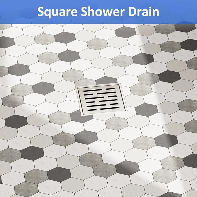 Neodrain Square Shower Drain, 4 inch Stainless Steel 304 Grate and PVC Drain - Image 6
