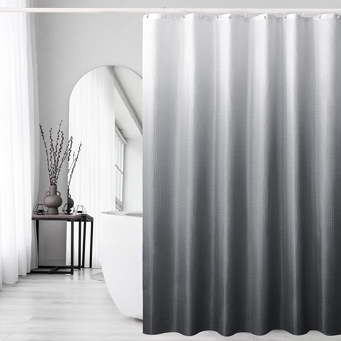 Gibelle Extra Long Shower Curtain 72 x 84, Tall Grey Ombre Shower Curtain by Gibelle