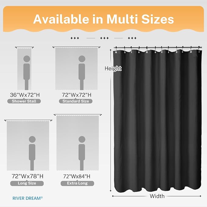River Dream 3 in 1 Shower Curtain Set, Waffle Fabric Shower Curtain and - Image 7