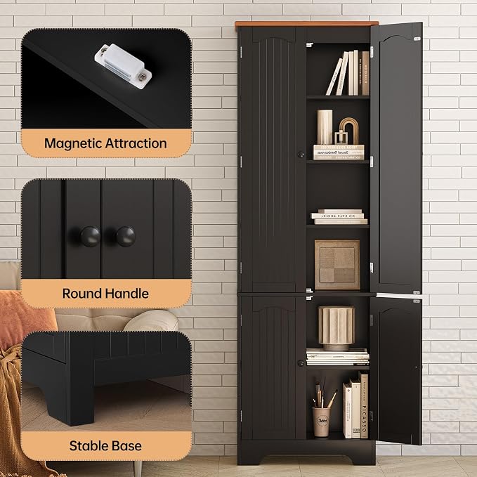72.2'' Tall Storage Cabinet, 4 Door Kitchen Cabinets - Image 5