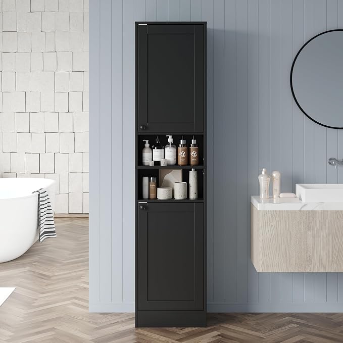 67" Tall Bathroom Cabinet with 2 Doors, Narrow Freestanding Floor Cabinet - Image 5