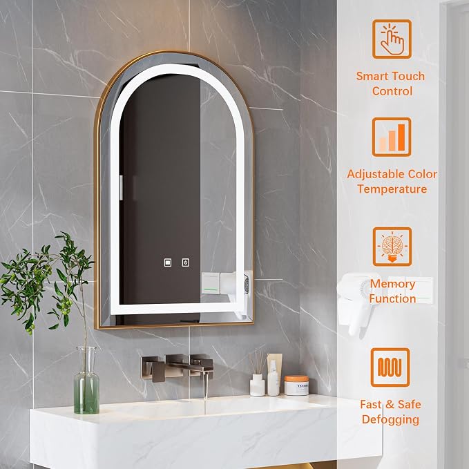 LED Bathroom Mirrors with Lights, 3 Colors Dimmable, Wall Mounted Lighted - Image 5