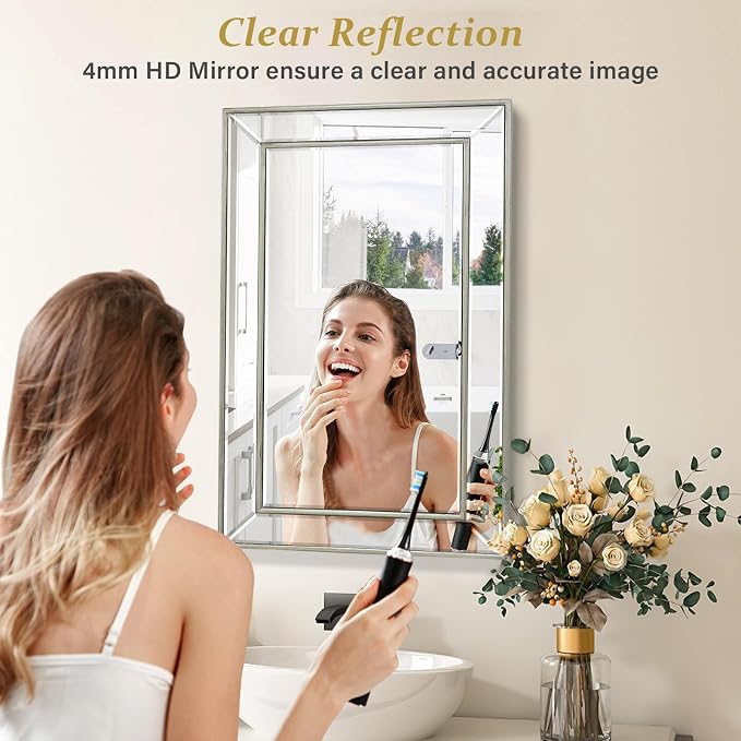 Medicine Cabinet with 16.2"x26" Mirror, Removable Shelves, Recessed or Wall - Image 5