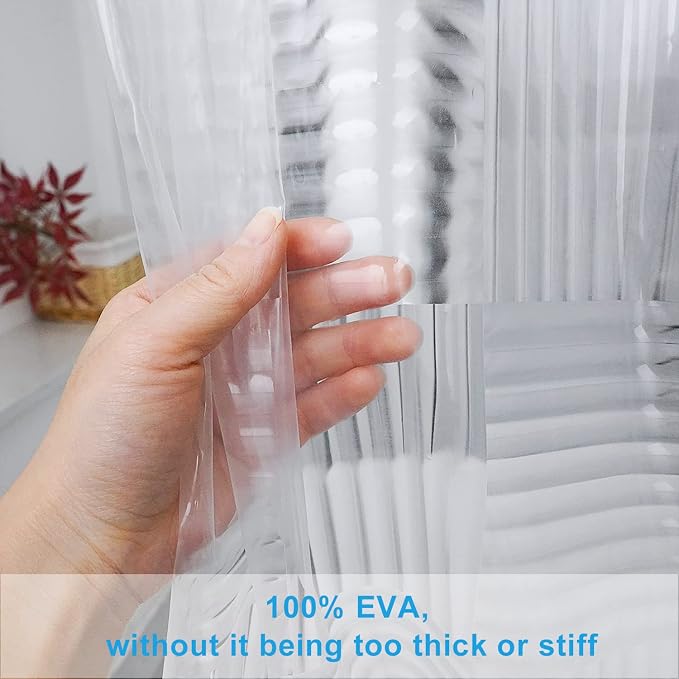 EurCross EVA Clear Shower Curtain or Liner 72 x 72 inches, Transparent Heavy - Image 3