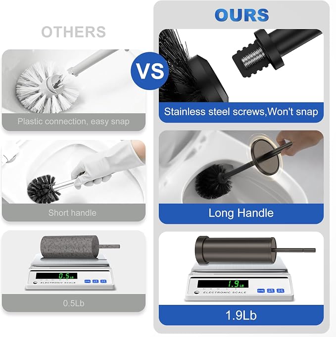 Toilet Brush and Holder Set: 304 Stainless Steel Heavy Duty Toilet Bowl Brush - Image 6
