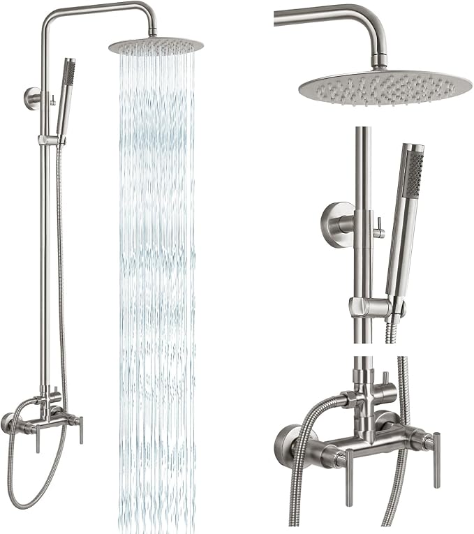 gotonovo Outdoor Shower Fixtures SUS304 Stainless Steel Rain Shower Kit Faucet by HOME