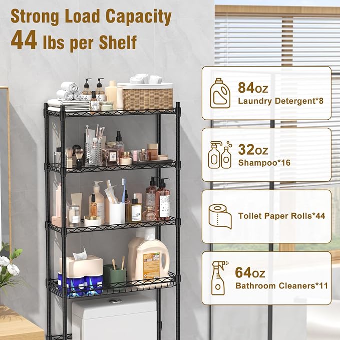 EAGMAK 4 Tier Over The Toilet Storage Rack, Bathroom Organizers and Storage - Image 5