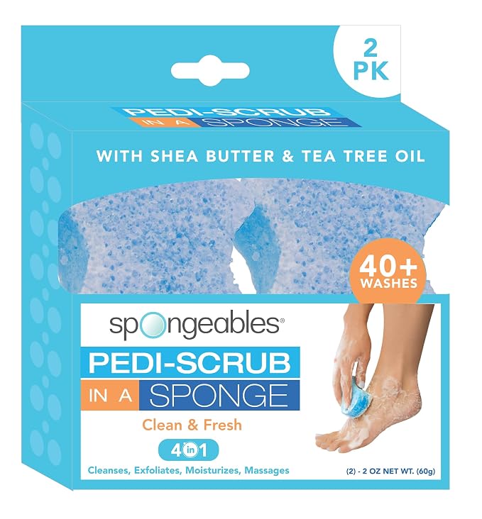 Spongeables Pedi Scrub Foot Exfoliating 20+ Wash Sponge, Clean & Fresh - Image 2