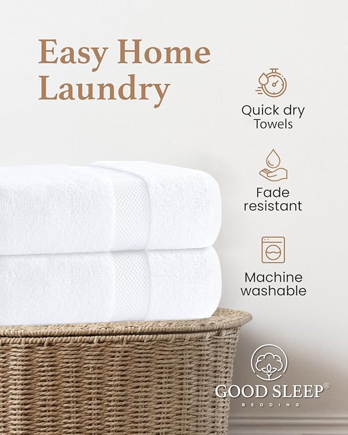 100% Cotton Bath Towel Set, 2 Bath Towel, 2 Hand Towels, 2 Wash Cloths - Image 4