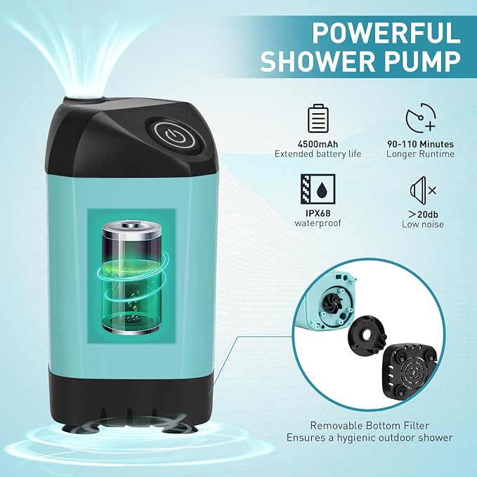Portable Hot Shower for Camping Shower Tent Kit, 1000W Immersion Heater - Image 7
