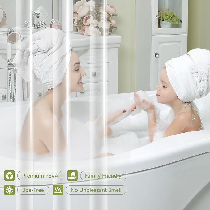 PEVA Clear Short Shower Curtain Liner 60 x 66 inch, Transparent Shower Liner - Image 3