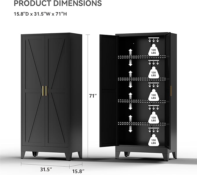 71" Metal Storage Cabinet - Image 3