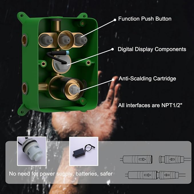 Shower System Oil Rubbed Bronze Shower Faucet Set 12 Inch Ceiling Mounted Full - Image 6