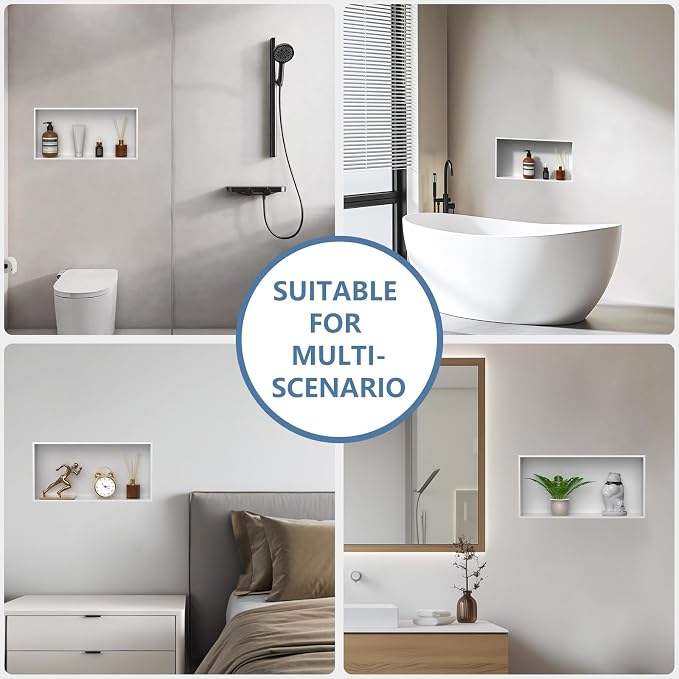 Homevacious 24" X 12" X 4" Stainless Steel Shower Niche No Tile Needed White - Image 7