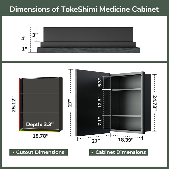 TokeShimi 21x27 Recessed Medicine Cabinet - Image 2