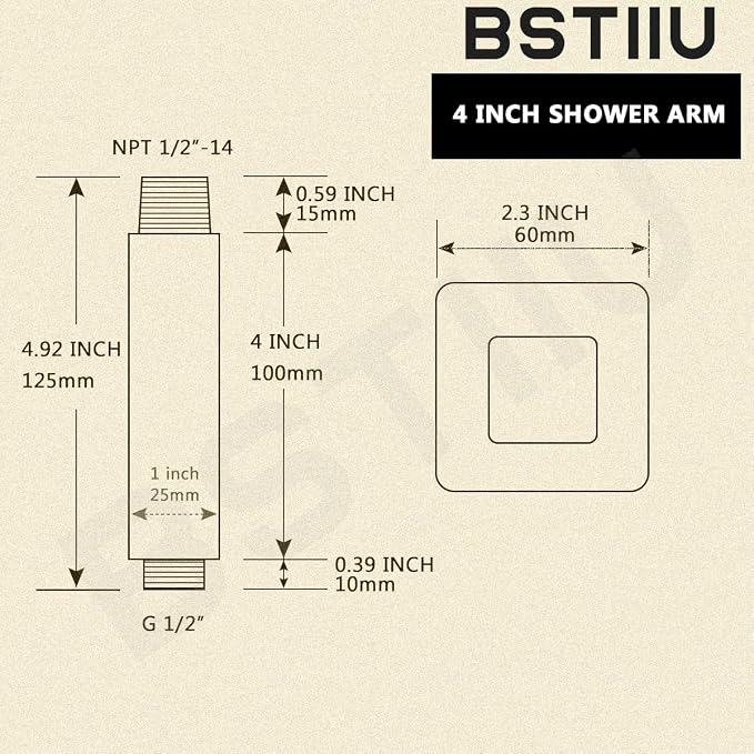 Black Shower Arm with Flange, BSTIIU Ceiling Mount Shower Head Extension Arm - Image 2