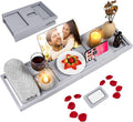 Foldable Bathtub Caddy Tray, Bamboo Bath Tub Tray Table by BESHOF