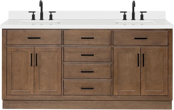 ARIEL Hepburn 73 Inch Double Rectangle Sink Bathroom Vanity - Image 11