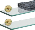 JQK Bathroom Glass Shelf Gold, Tempered Glass Shower Storage 16 by 5 inches by Homeimprovement