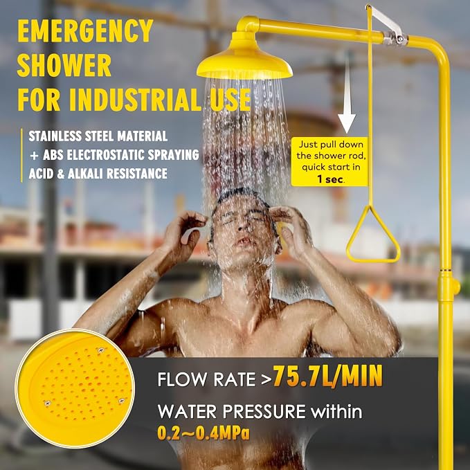 CGOLDENWALL Emergency Shower Eye Wash Station Safty Shower Combination Eye Wash - Image 4