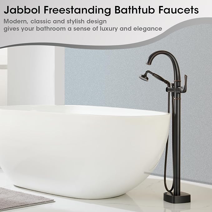 Free Standing Tub Faucet, Jabbol Premium Brass Luxury Freestanding Bathtub - Image 2