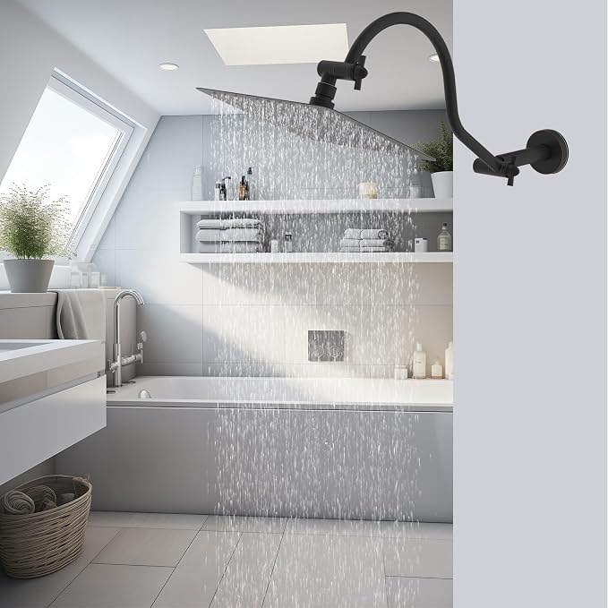 Hibbent All Metal Upgraded 18'' Shower Head Extension Arm, Shower Arm - Image 8