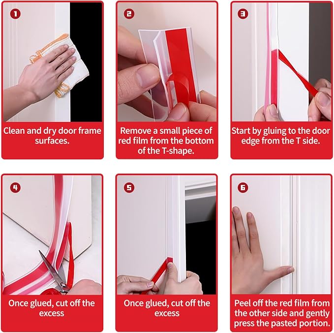 9.8Ft T-Shaped Clear Weather Stripping Door Seal, Door Draft Stopper Silicone - Image 4