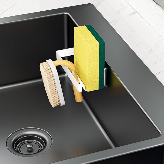 Sponge and Dish Cloth Holder for Kitchen Sink, 2 in 1 Adhesive Sink Dish Sponge - Image 3
