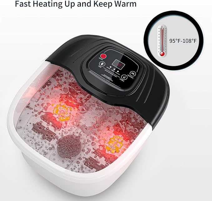 Foot Spa Bath Massager with Heat, Epsom Salt, Vibration and Red Light, Tub - Image 7