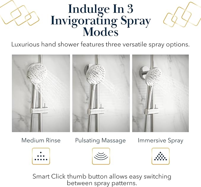 BATH ROYALE Handheld Shower Head, Detachable High Pressure & 3 Spray Modes - Image 5