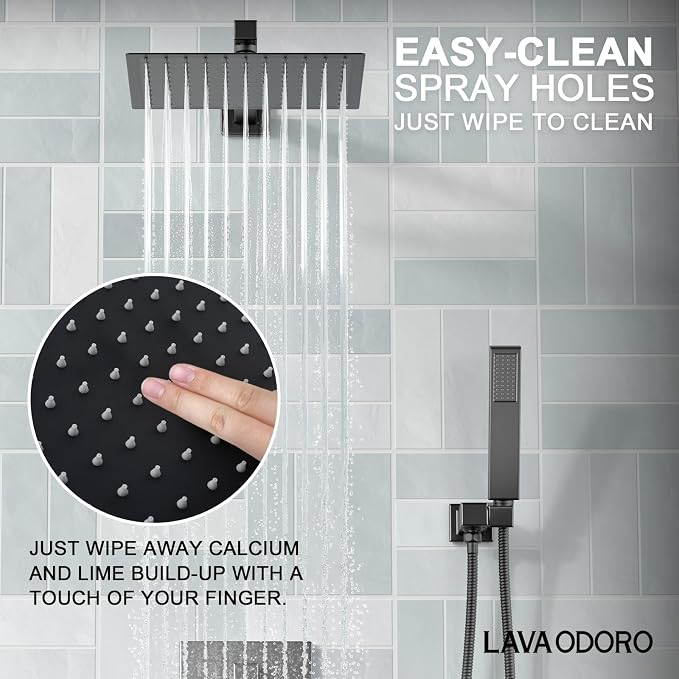 Lava Odoro Modern 3-Setting Square Shower and Tub Faucet Set - Image 5