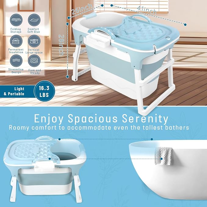 Foldable Bathtub for Adults, Portable Bathtub for Shower, Effortless - Image 3