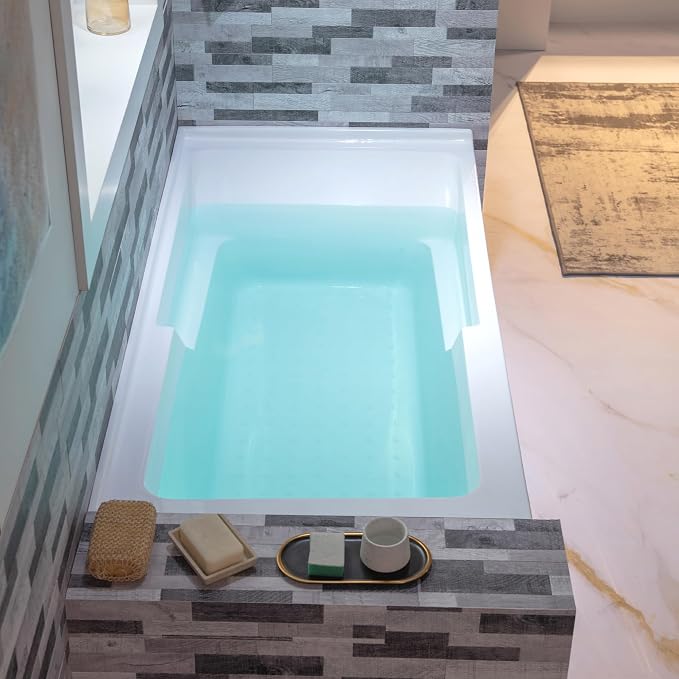 WOODBRIDGE 54" Acrylic Rectangular Alcove Soaking Bathtub in White - Image 8