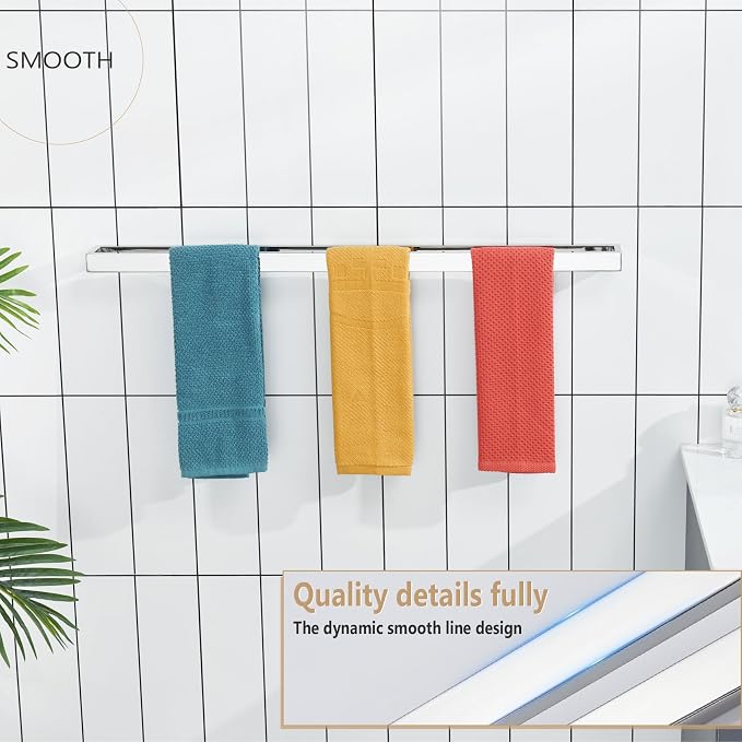 KOKOSIRI Towel Holder Chrome Bath Towel Bar Rack 32-Inch Kitchen Holder - Image 4