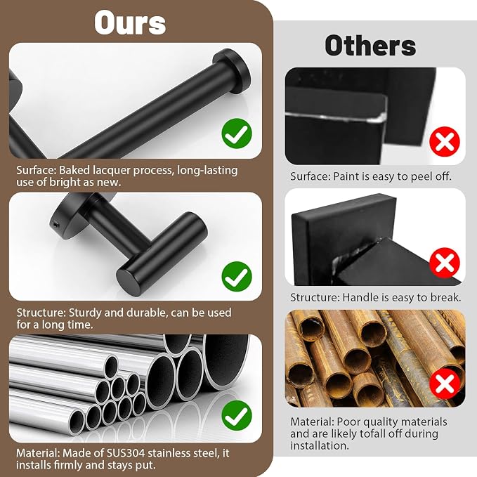 Matte Black Towel Bar Set Bathroom Hardware Set, 4-Piece Towel Holder Set - Image 2
