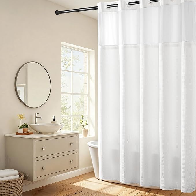 River Dream Extra Long Shower Curtains No Hooks Waffle Weave Shower Curtain - by RiverDream