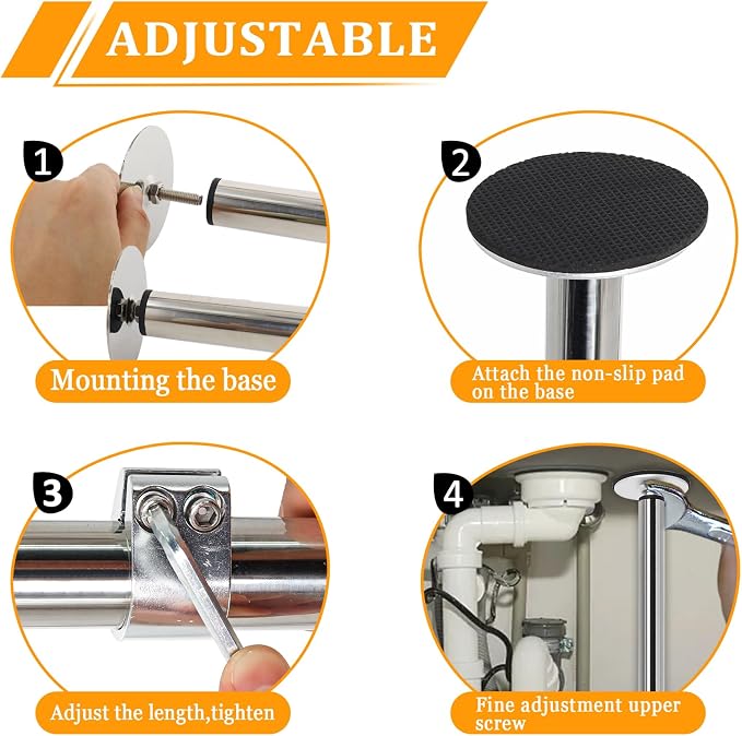 Undermount Sink Brackets, Stainless Steel Adjustable Sink Legs Installation and - Image 4