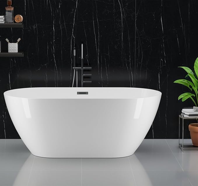 Freestanding Bathtubs 67 inch Acrylic Stand Alone Tub – White Finish by Homfan