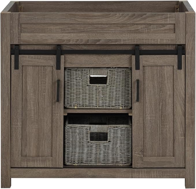 TILE & TOP Farm Barn 36“ Single Bathroom Vanity Cabinet without Top, Antique - Image 3
