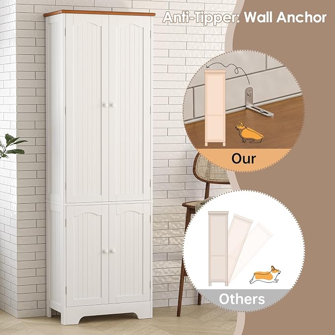 4 Door Pantry - 72.2'' Kitchen Cabinet - Image 4